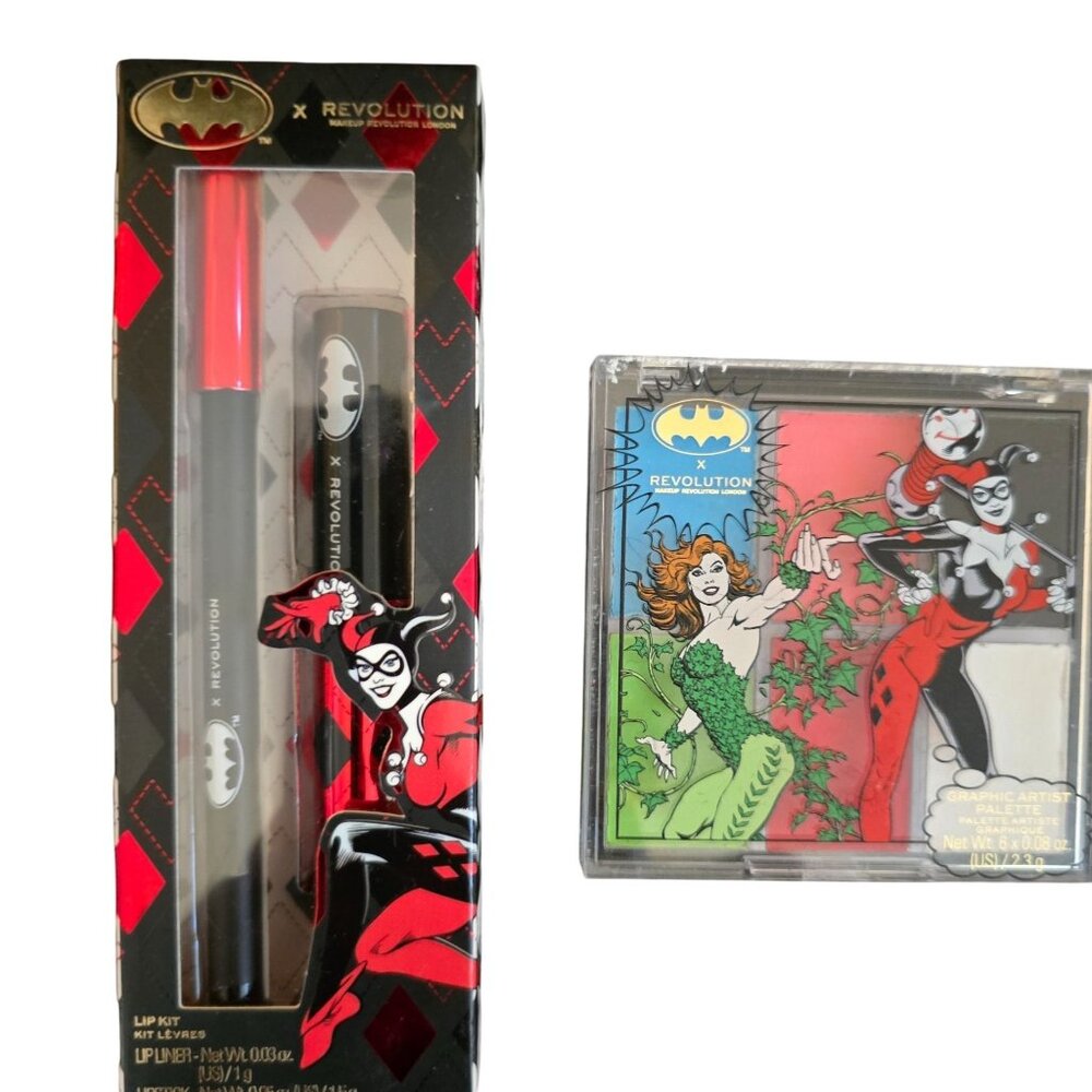 Harley Quinn & Poison Ivy X Revolution Beauty Makeup‎ Set & Comic Book
